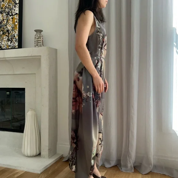 Bolongaro Trevor Gray Floral Dress size small-medium - Picture 8 of 8